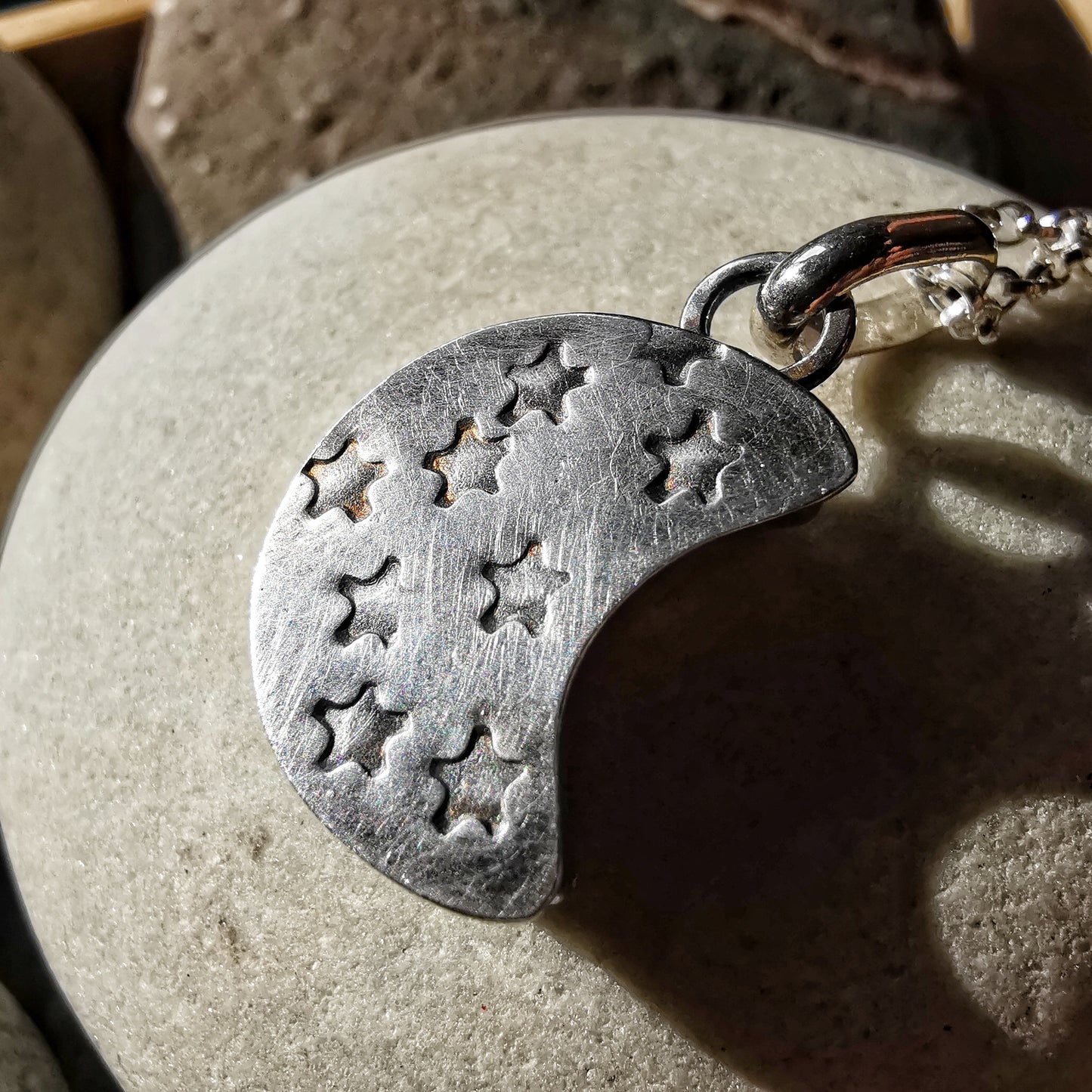Handcrafted Ben Nevis moon rock pendant, Scottish mountain silver necklace hiking nature jewellery.