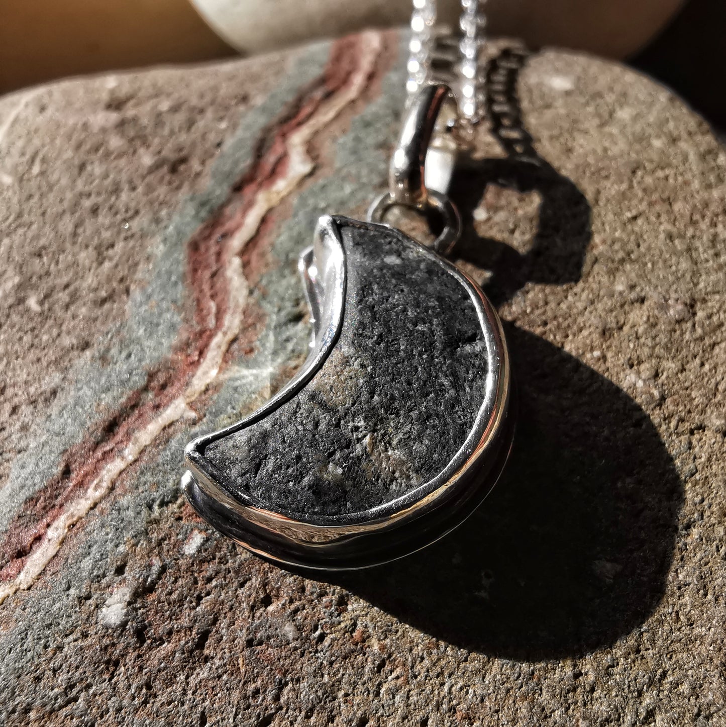 Handcrafted Ben Nevis moon rock pendant, Scottish mountain silver necklace hiking nature jewellery.