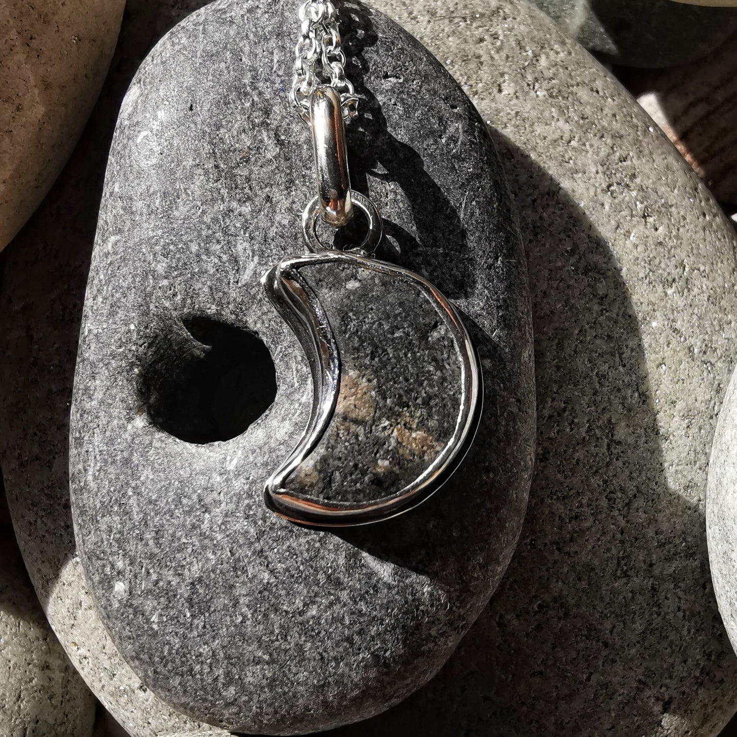 Handcrafted Ben Nevis moon rock pendant, Scottish mountain silver necklace hiking nature jewellery.