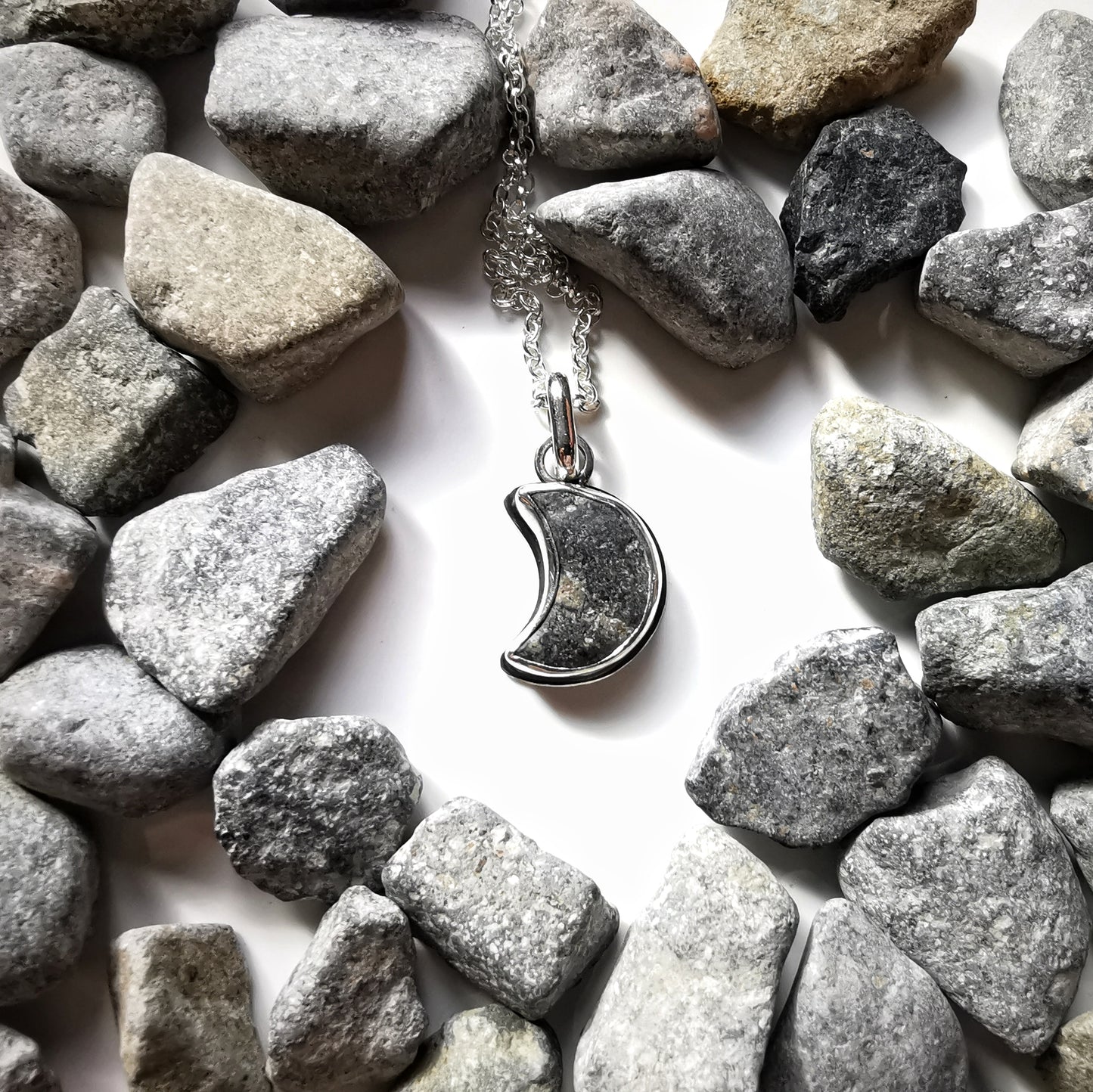 Handcrafted Ben Nevis moon rock pendant, Scottish mountain silver necklace hiking nature jewellery.