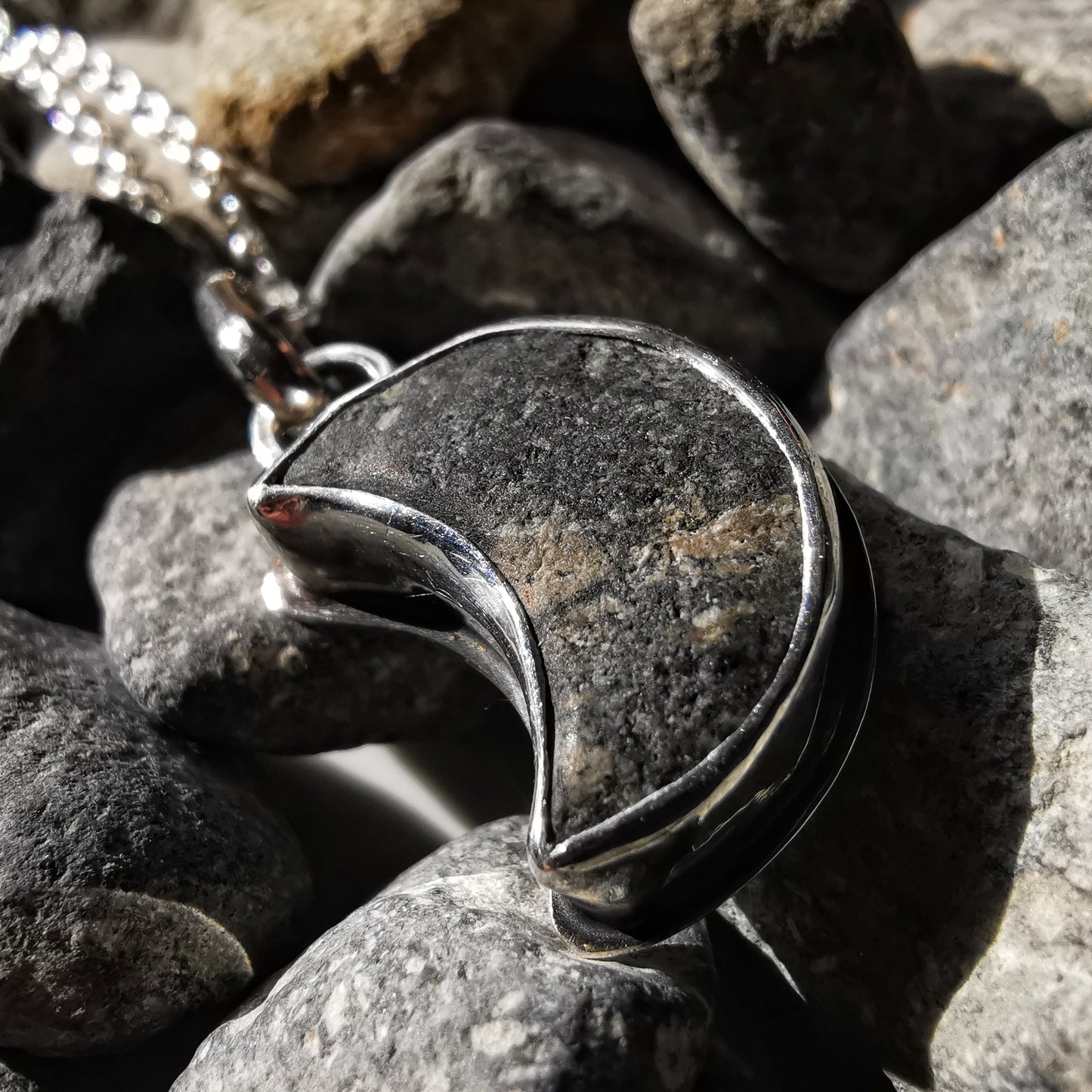 Handcrafted Ben Nevis moon rock pendant, Scottish mountain silver necklace hiking nature jewellery.