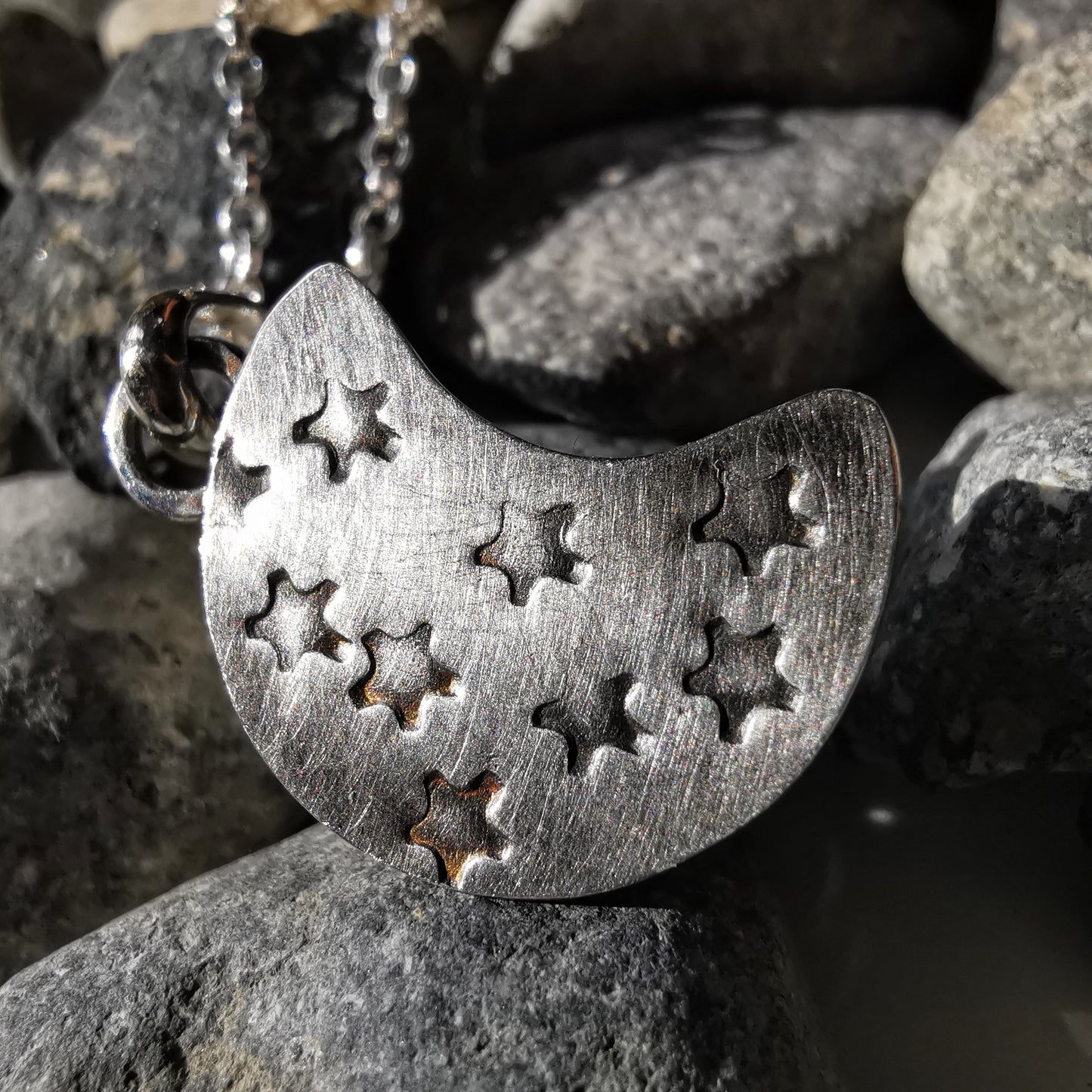 Handcrafted Ben Nevis moon rock pendant, Scottish mountain silver necklace hiking nature jewellery.