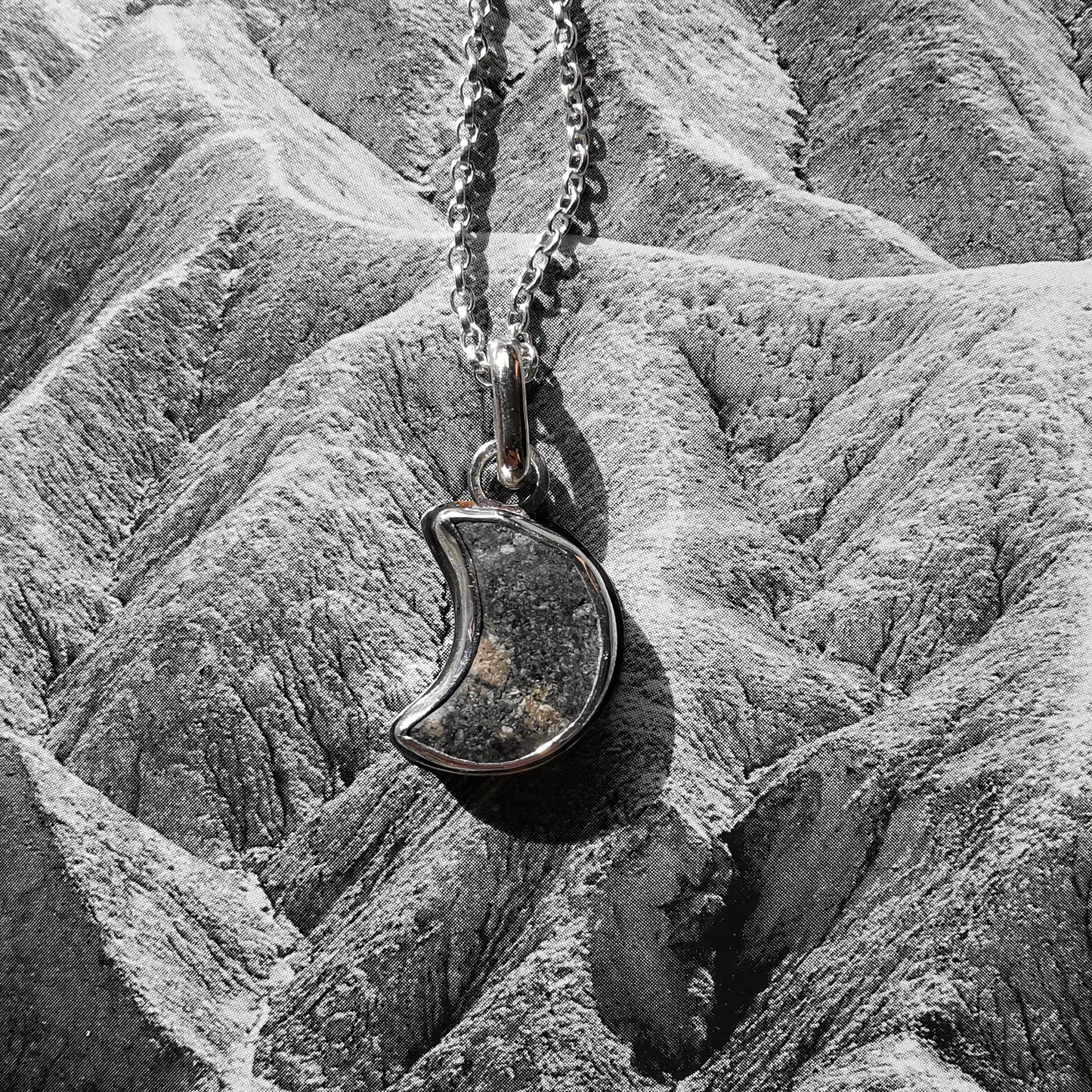 Handcrafted Ben Nevis moon rock pendant, Scottish mountain silver necklace hiking nature jewellery.