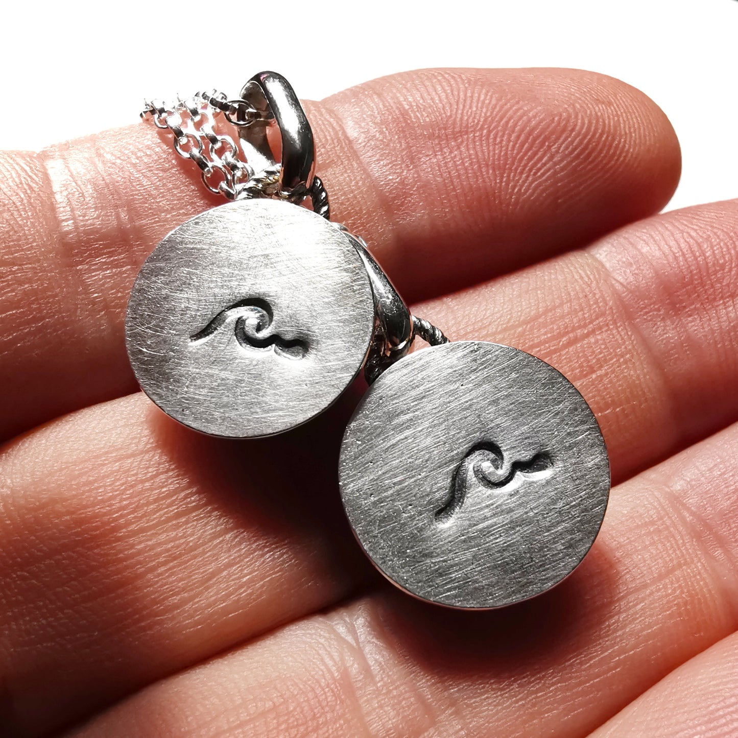 Matching sea glass marble pendants set, sterling silver, best friend, sisters, mother daughter jewellery.