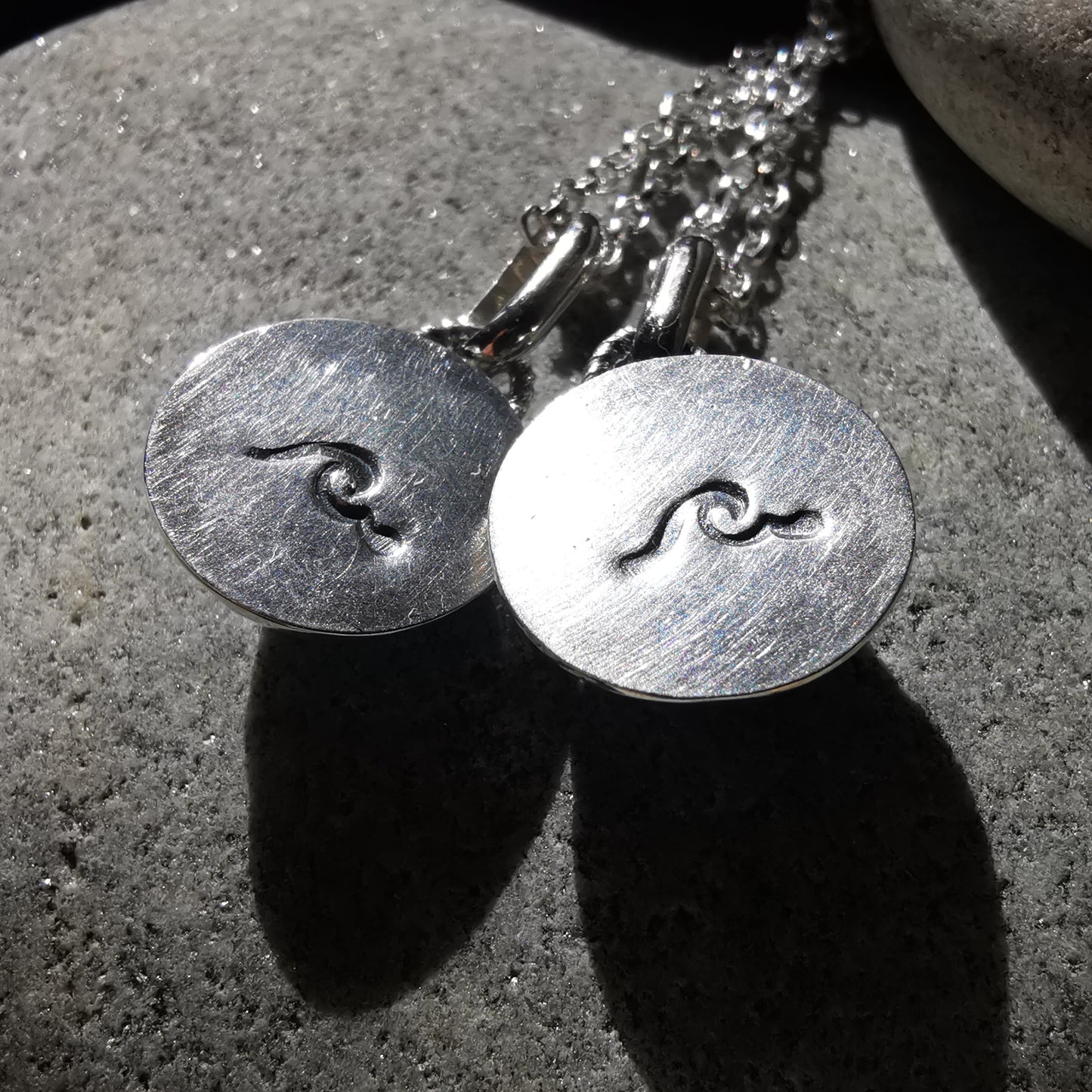 Matching sea glass marble pendants set, sterling silver, best friend, sisters, mother daughter jewellery.