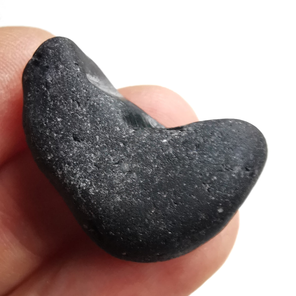 Scottish black sea glass heart & sterling silver pendant.