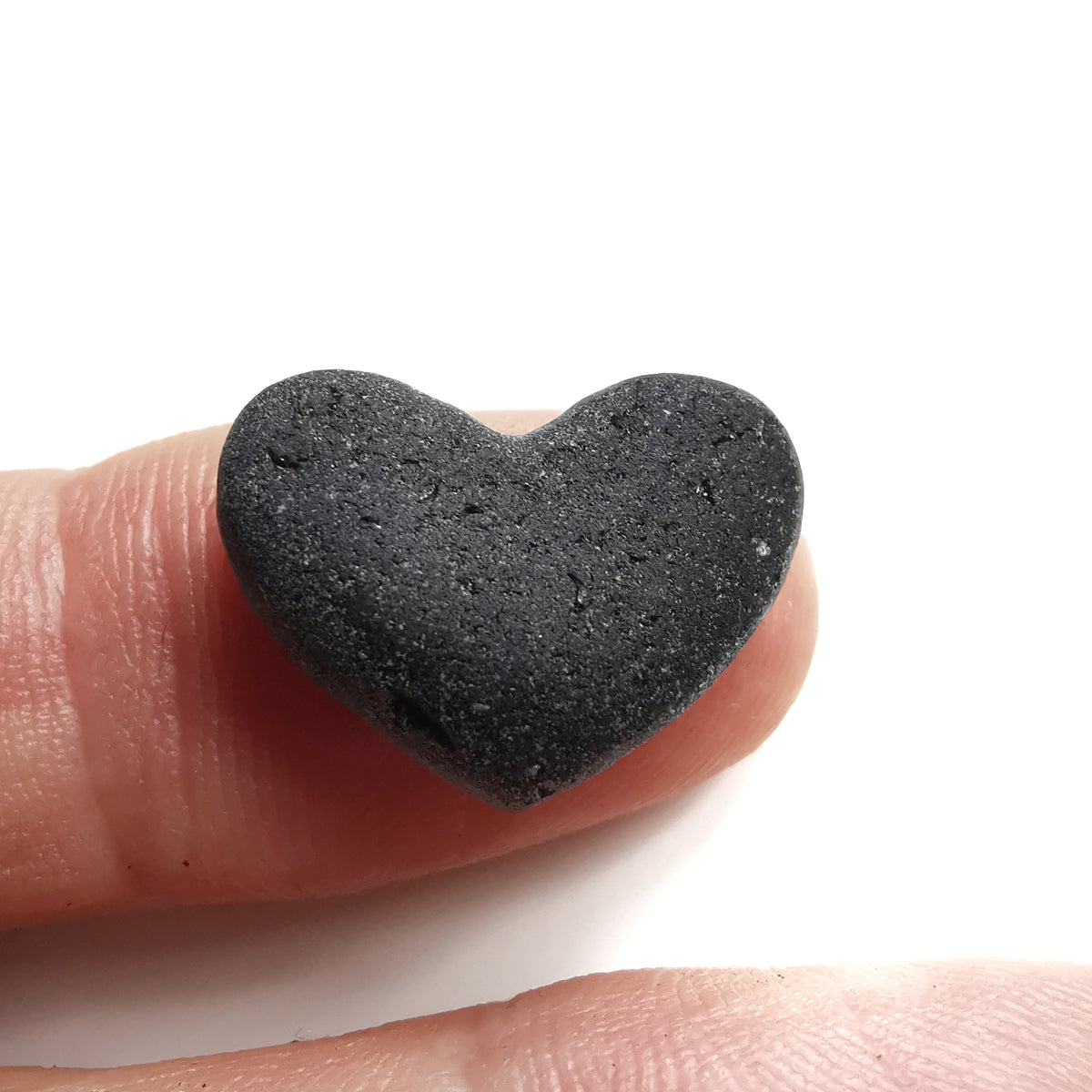 Scottish black sea glass heart & sterling silver pendant.