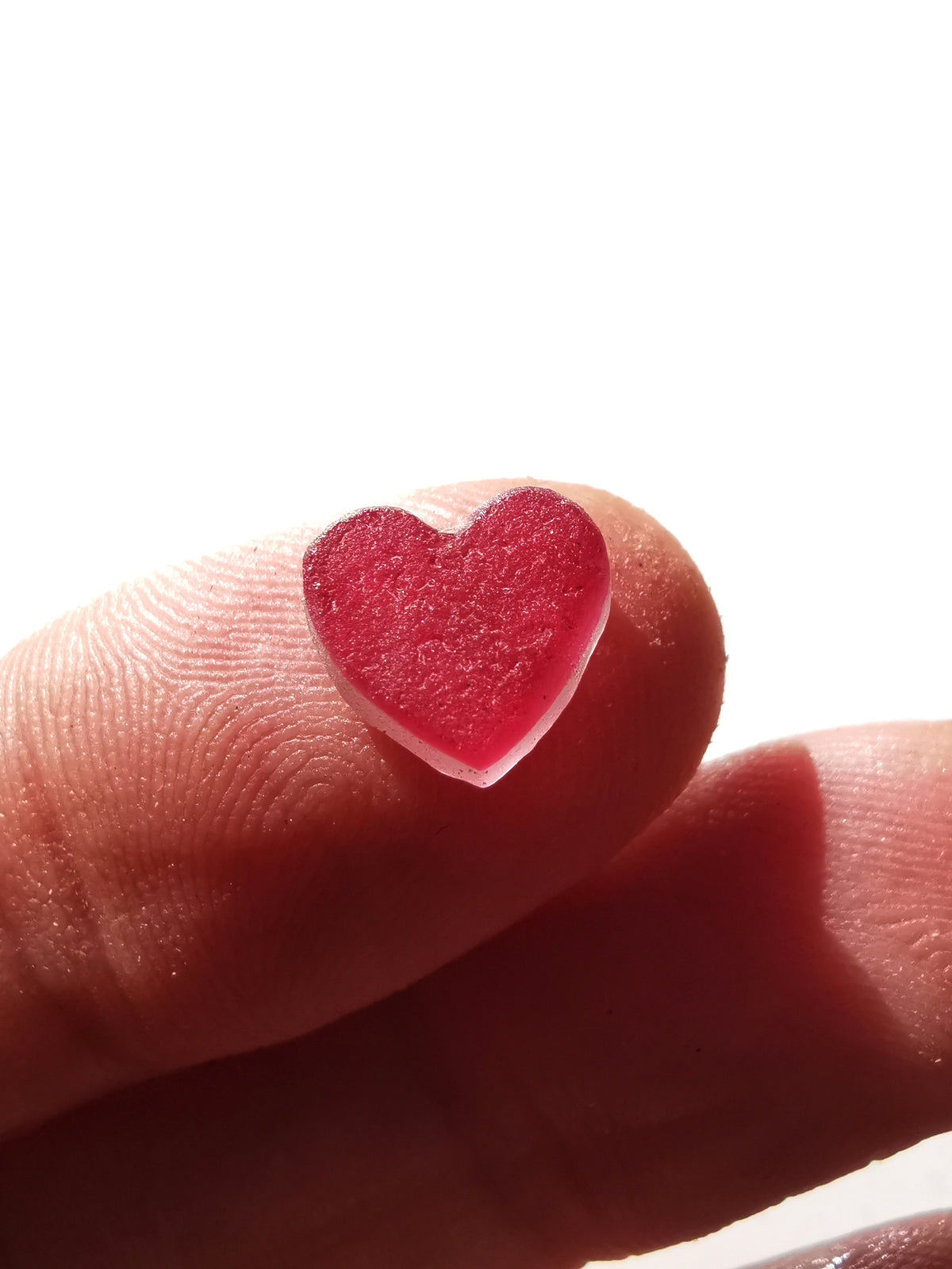 Scottish magenta pink sea glass heart & sterling silver ring size N/7.
