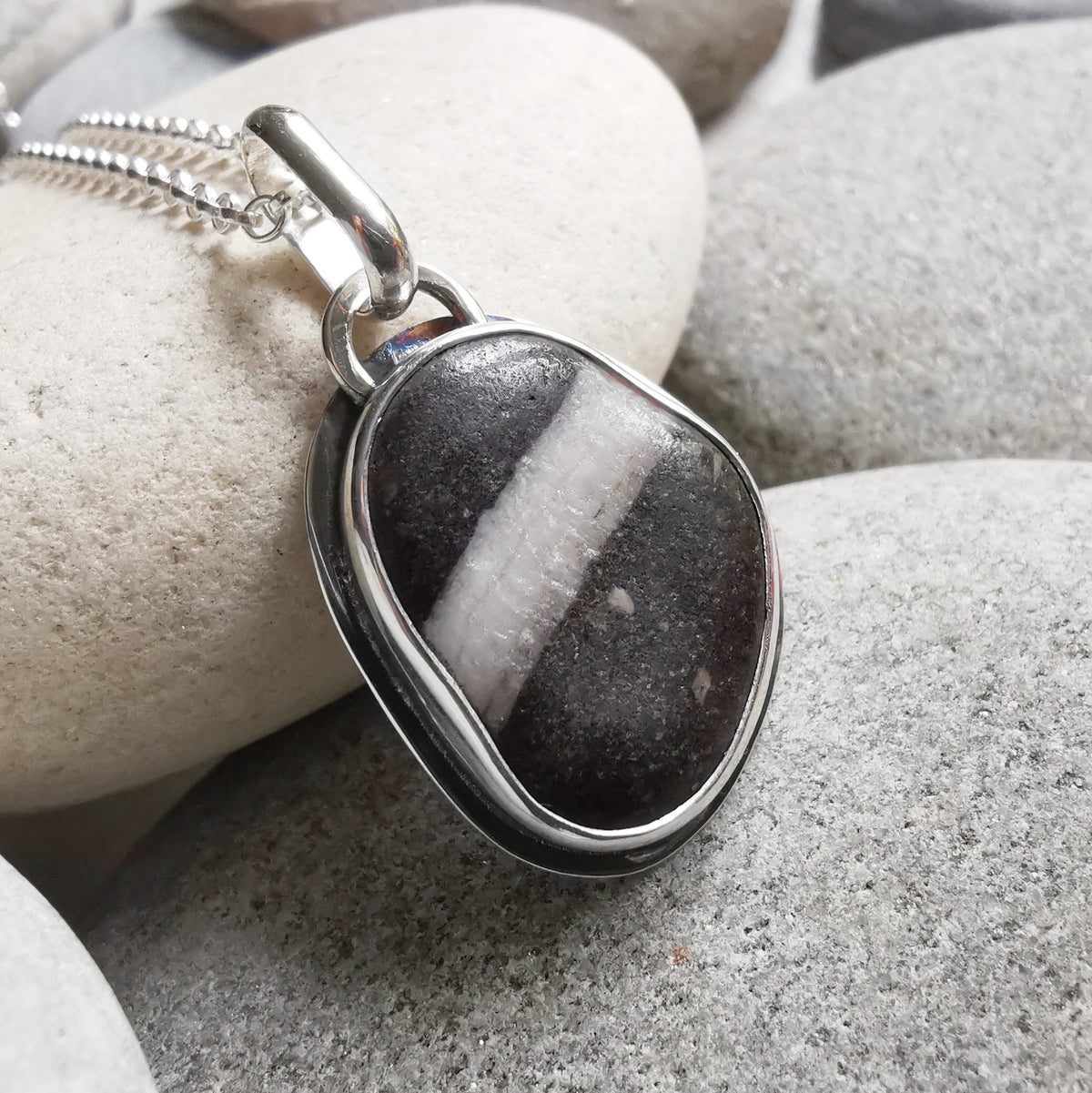 Scottish wishing stone & sterling silver pendant.