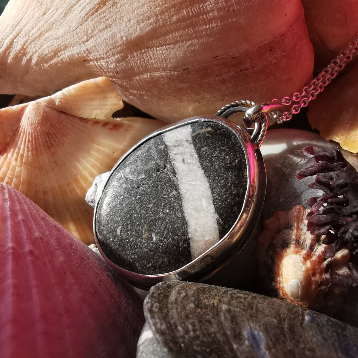Scottish wishing stone & sterling silver pendant.