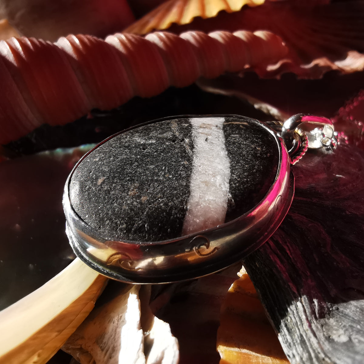 Scottish wishing stone & sterling silver pendant.