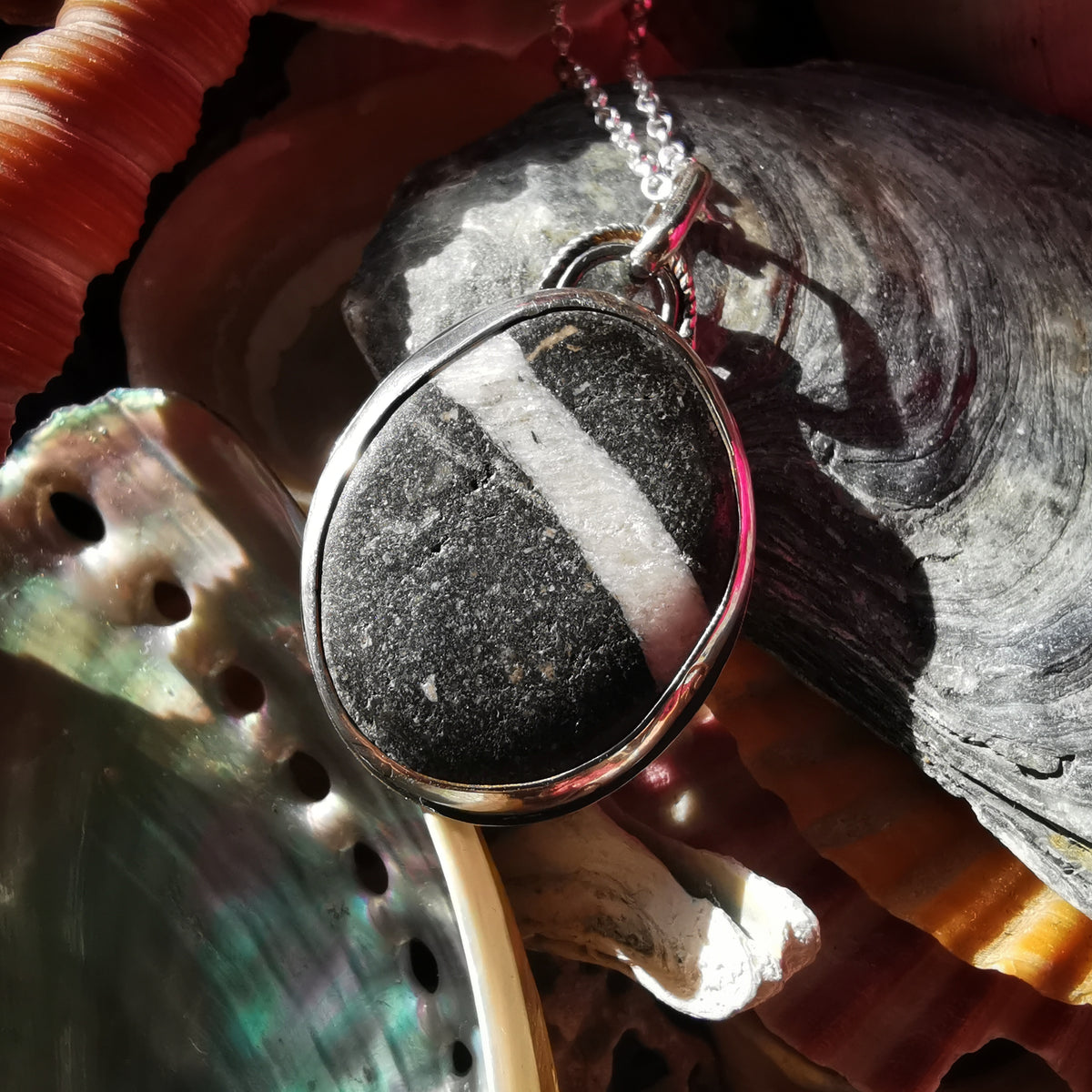 Scottish wishing stone & sterling silver pendant.