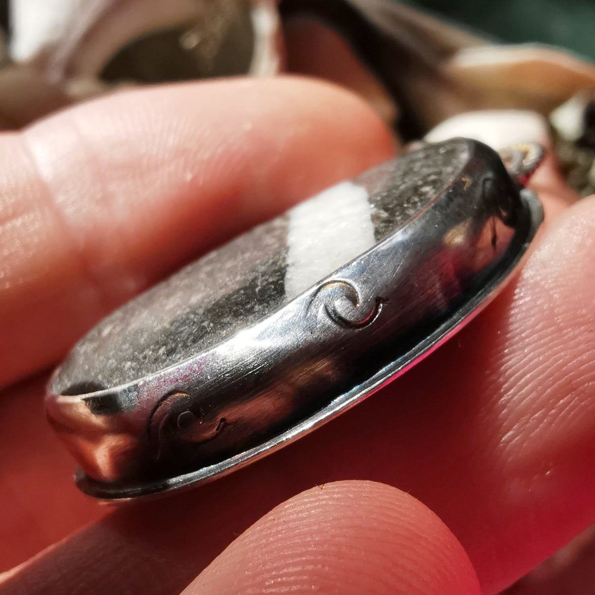 Scottish wishing stone & sterling silver pendant.