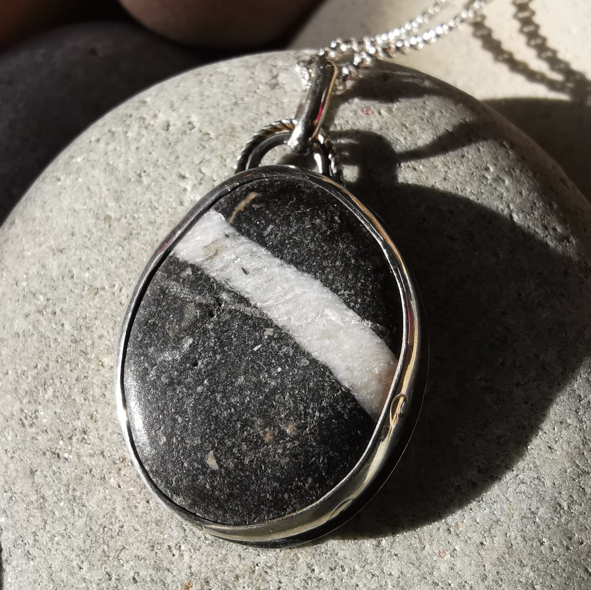 Scottish wishing stone & sterling silver pendant.