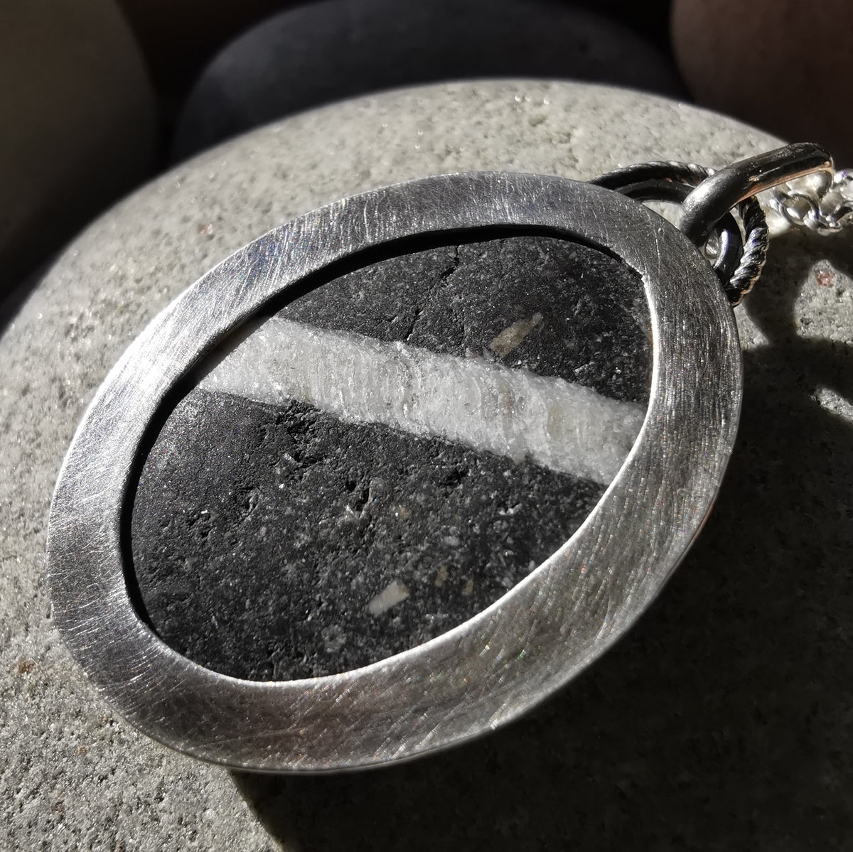 Scottish wishing stone & sterling silver pendant.
