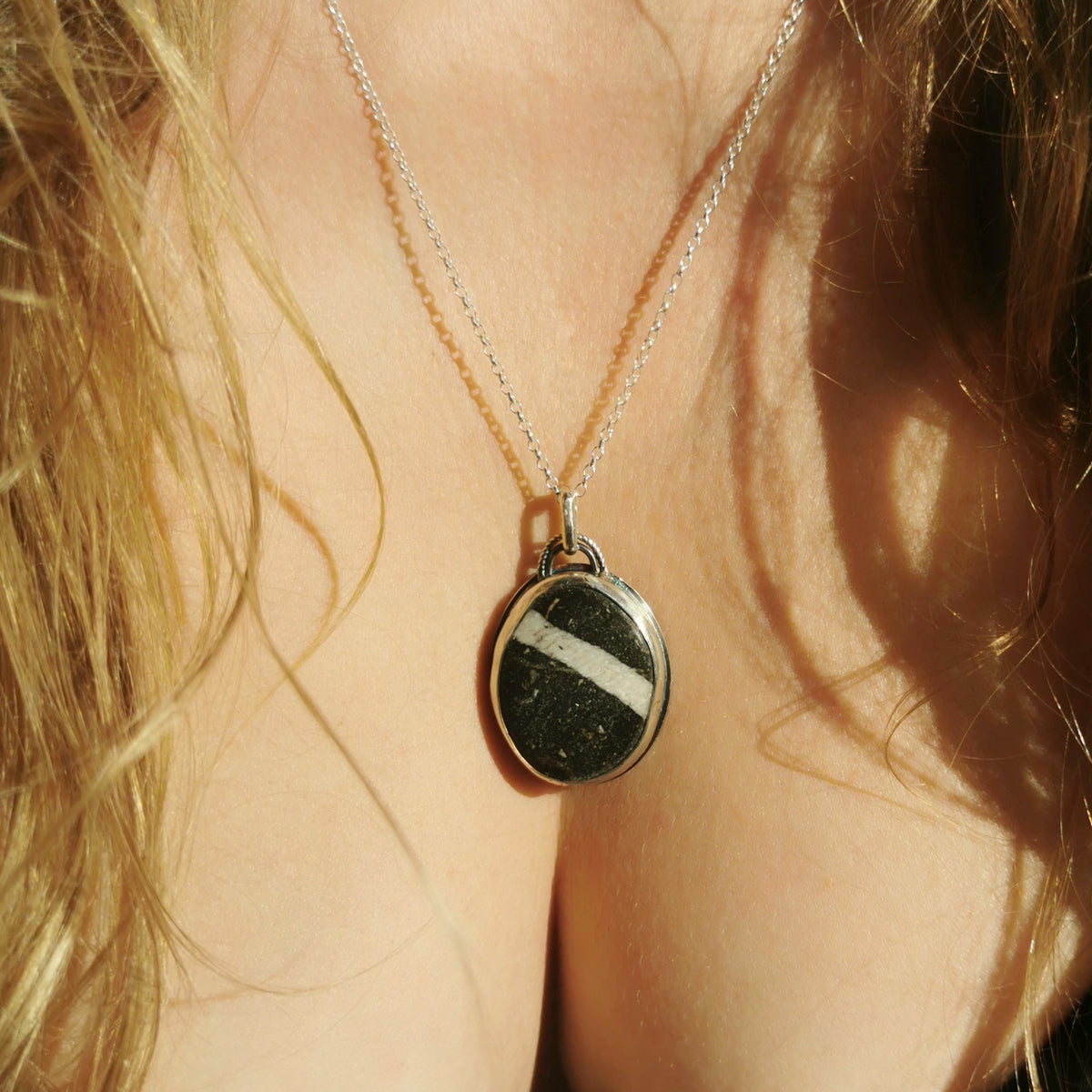 Scottish wishing stone & sterling silver pendant.