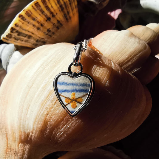 Scottish sea pottery heart & sterling silver pendant.