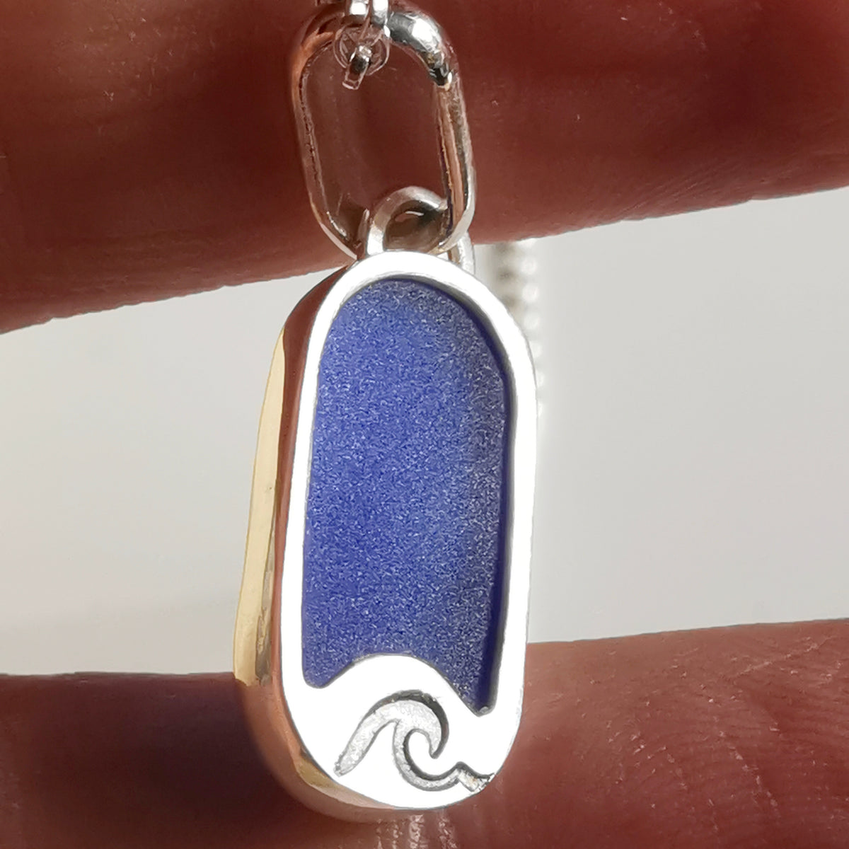 Scottish cobalt blue 'vitamin sea' sea glass & sterling silver pendant.