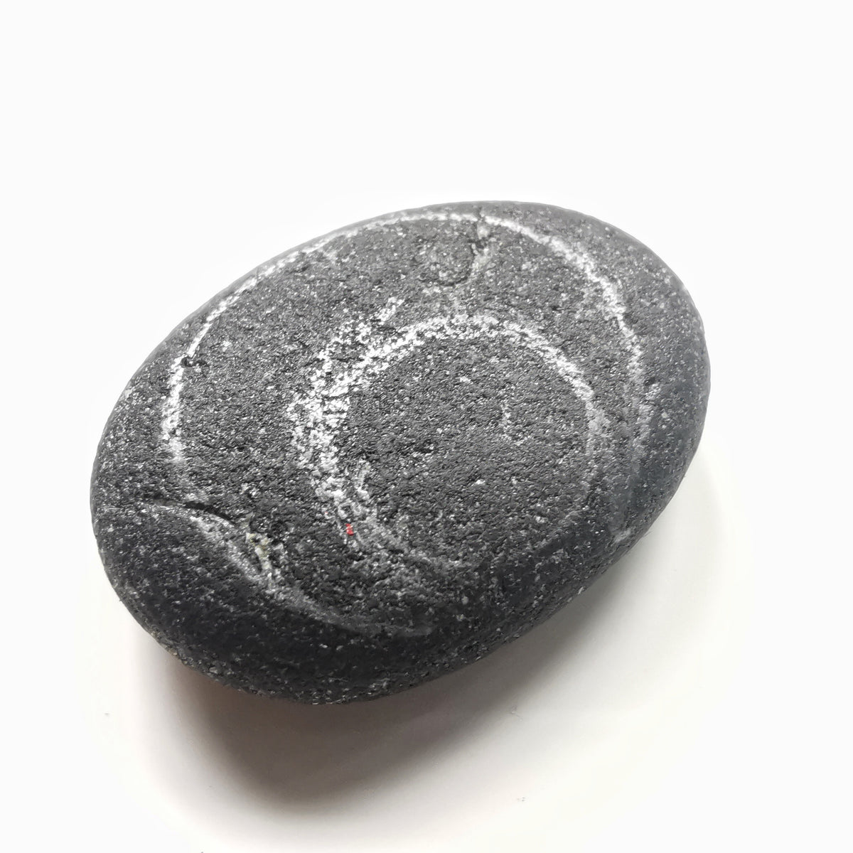 Scottish black sea glass inverted crescent & sterling silver pendant.