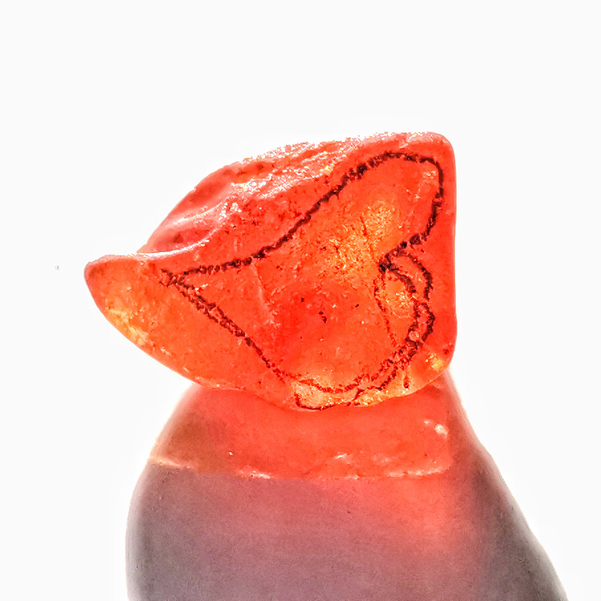 Tiny Scottish orange sea glass heart  & sterling silver pendant.
