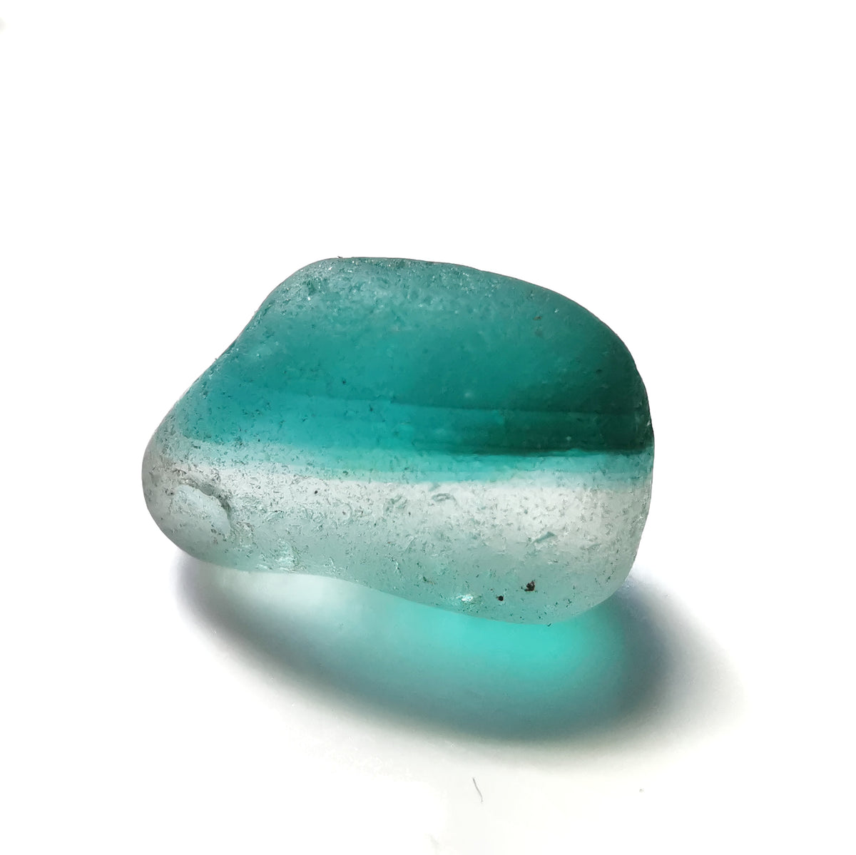 Genuine teal sea glass & sterling silver ring.