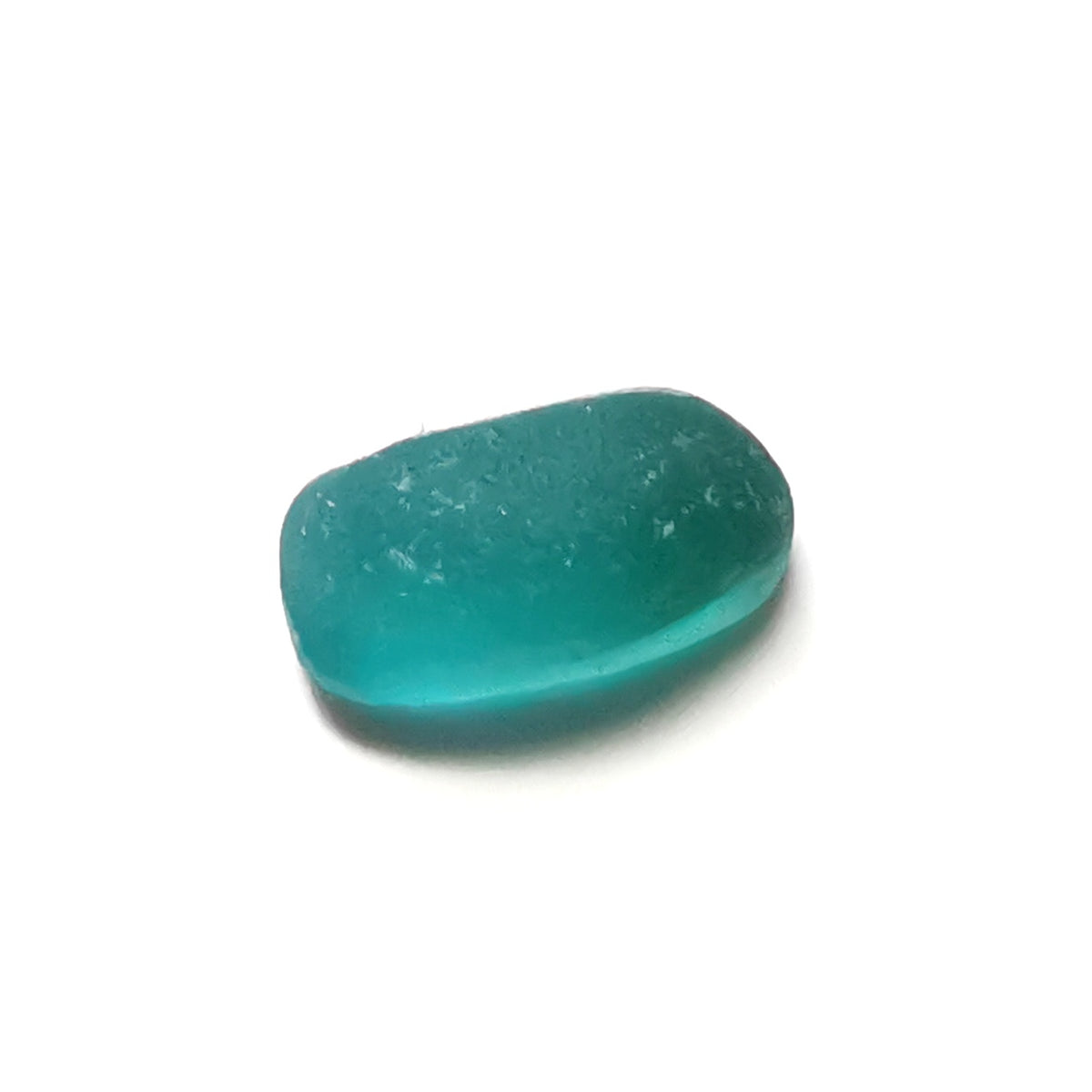 Genuine teal sea glass & sterling silver ring.