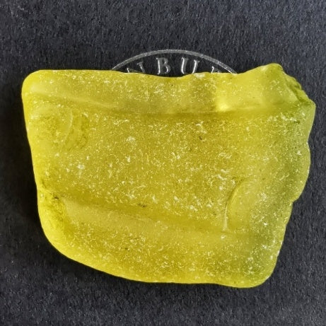 Scottish yellow sea glass heart & sterling silver pendant.