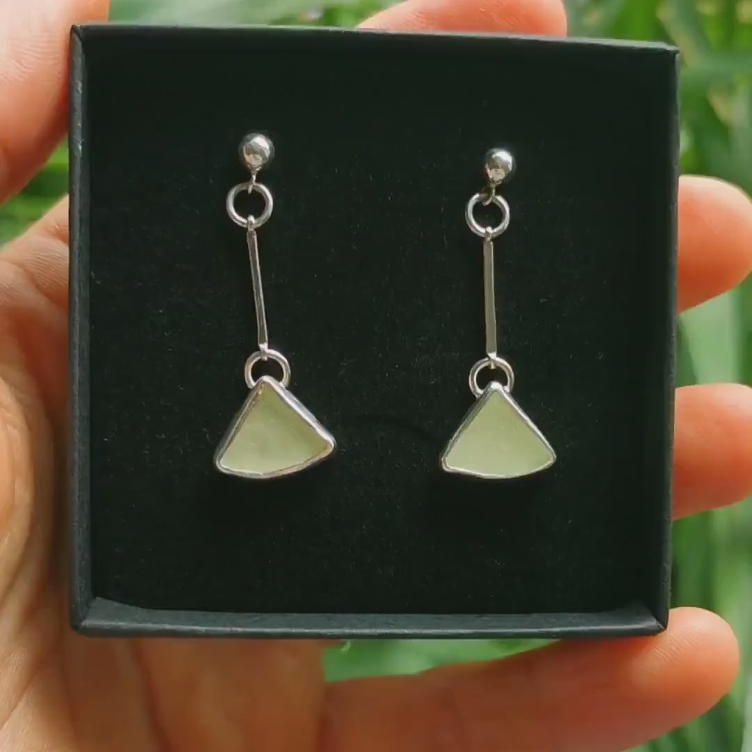 Scottish UV sea glass sterling silver drop earrings