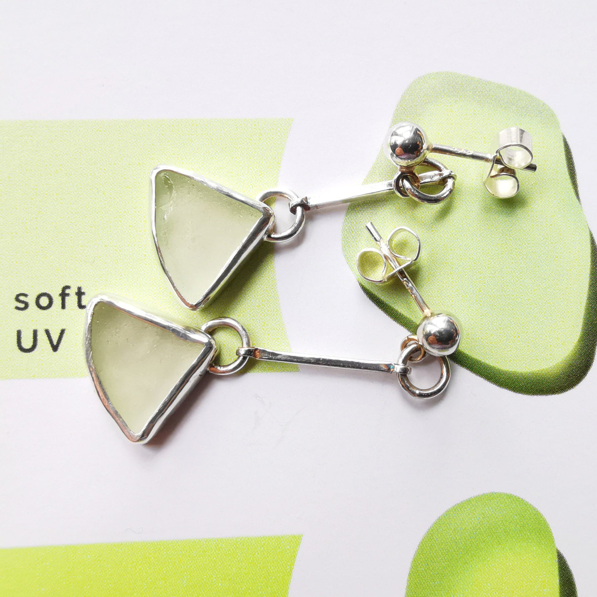 Scottish UV sea glass sterling silver drop earrings - monopatin