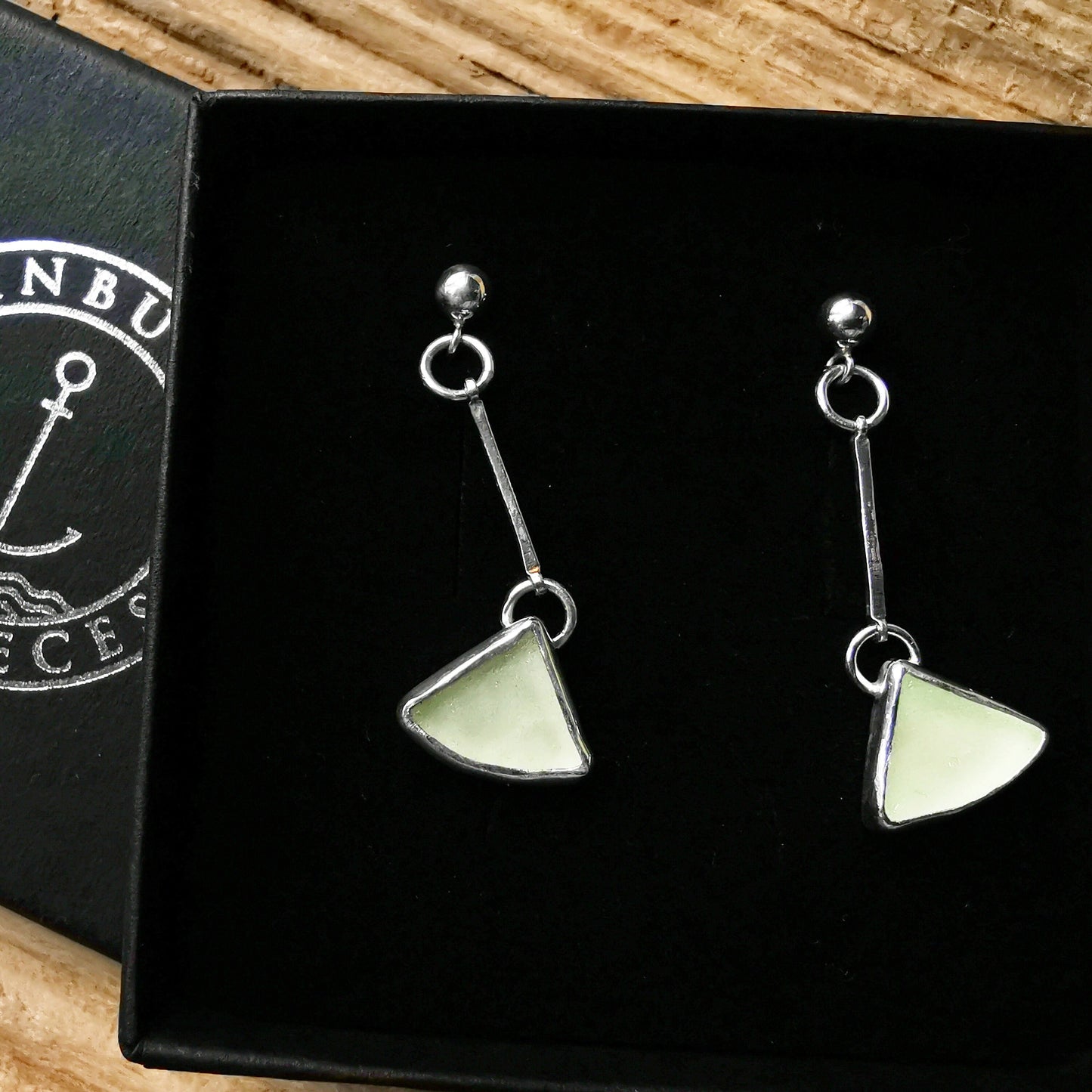 Scottish UV sea glass sterling silver drop earrings - monopatin