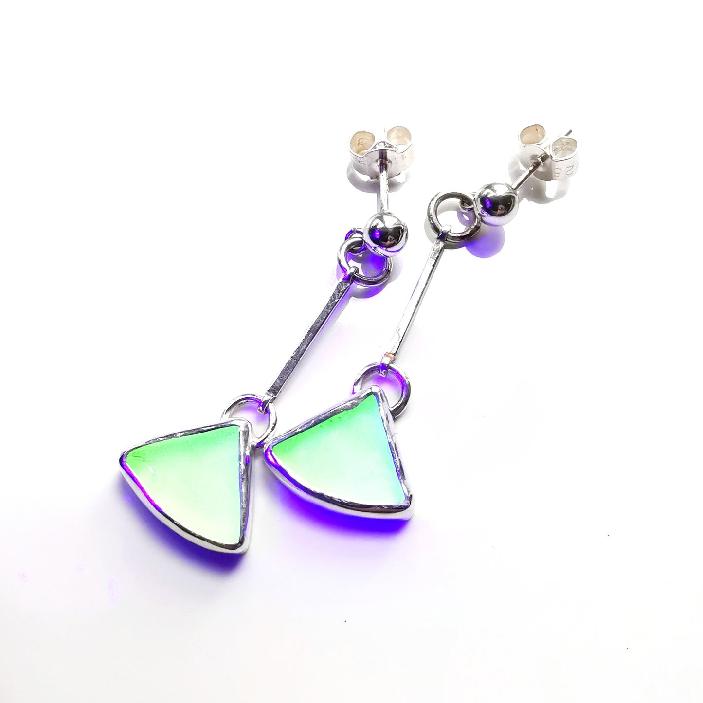 Scottish UV sea glass sterling silver drop earrings - monopatin