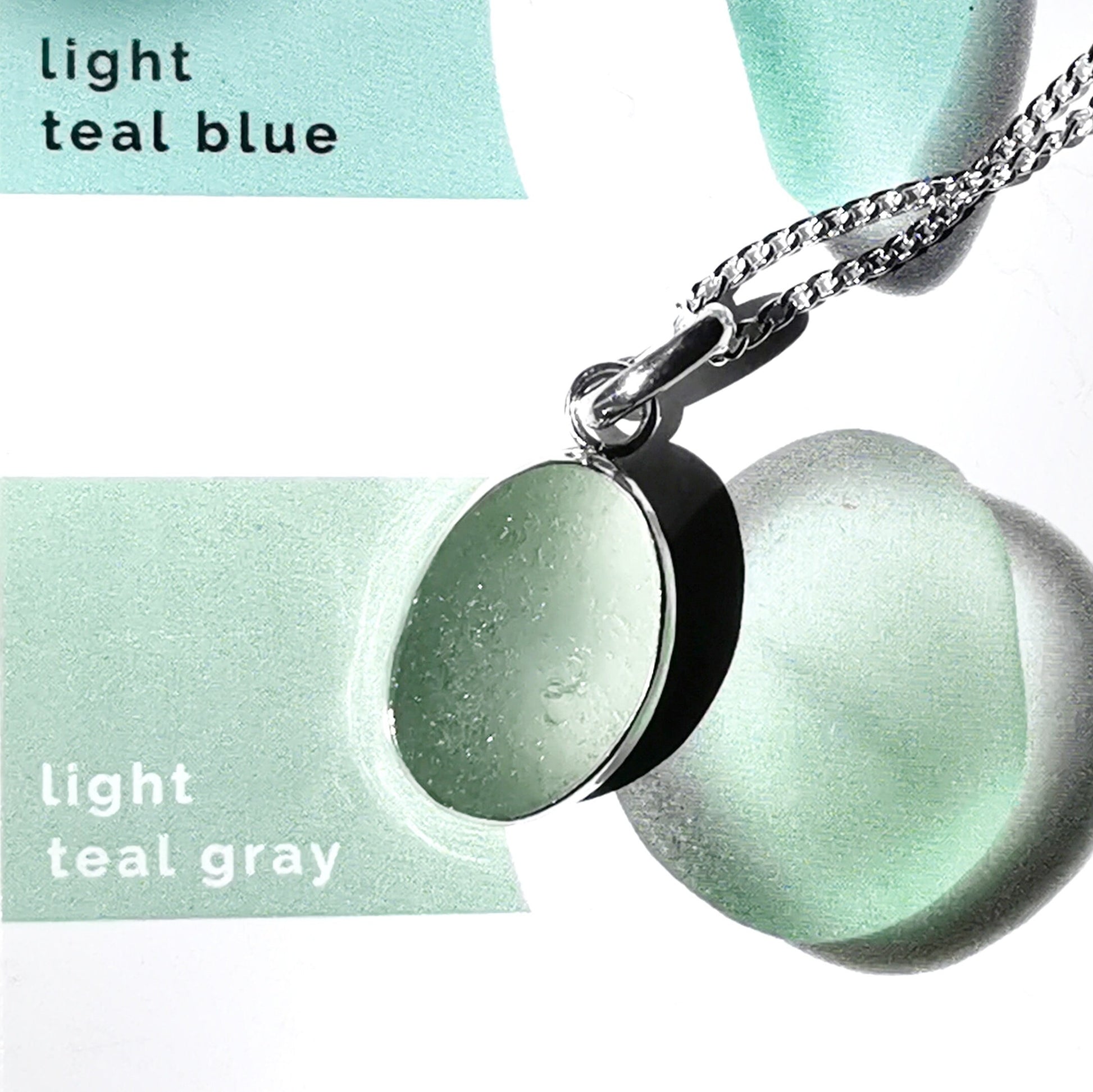 Scottish green sea glass pendant, sterling silver necklace - monopatin