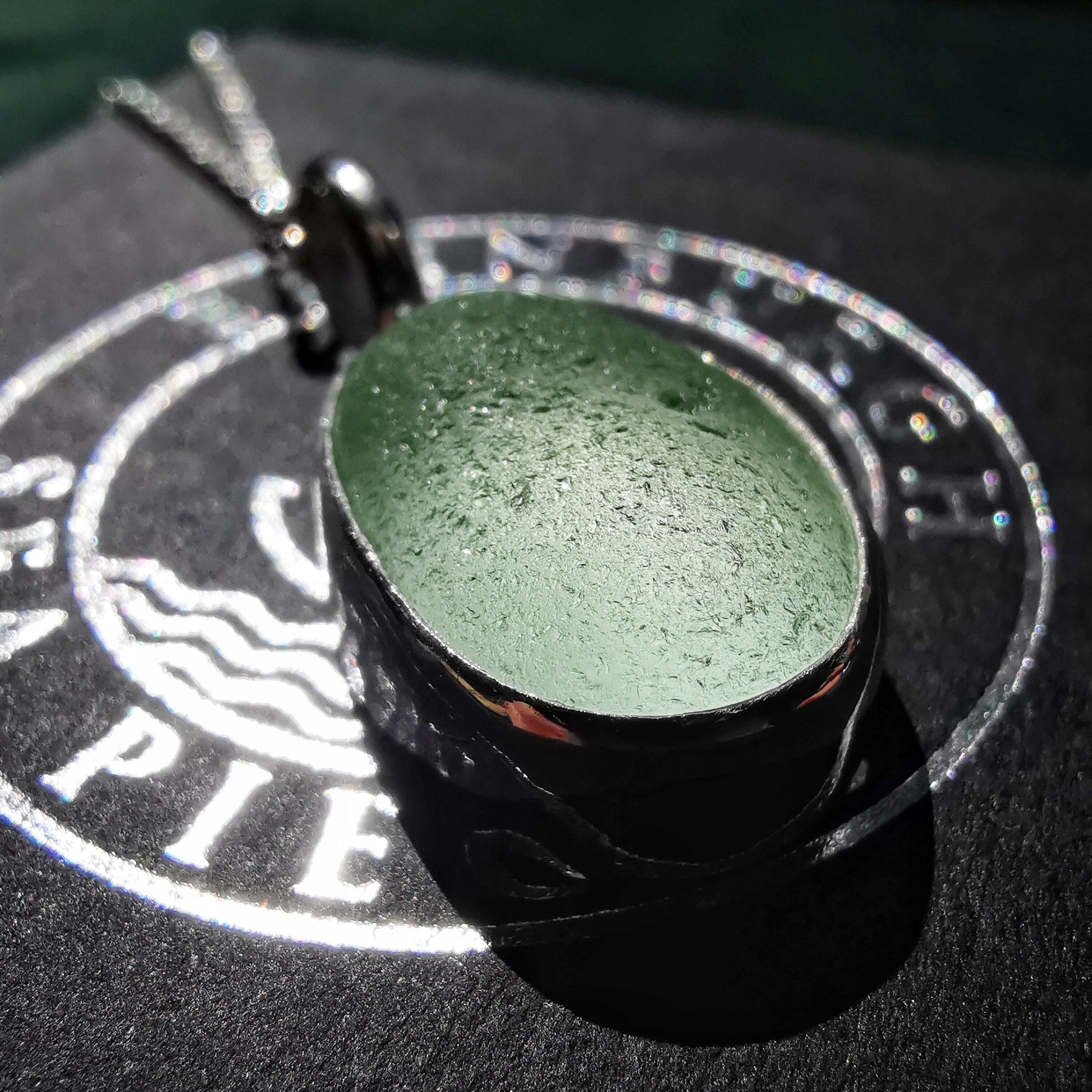 Scottish green sea glass pendant, sterling silver necklace - monopatin