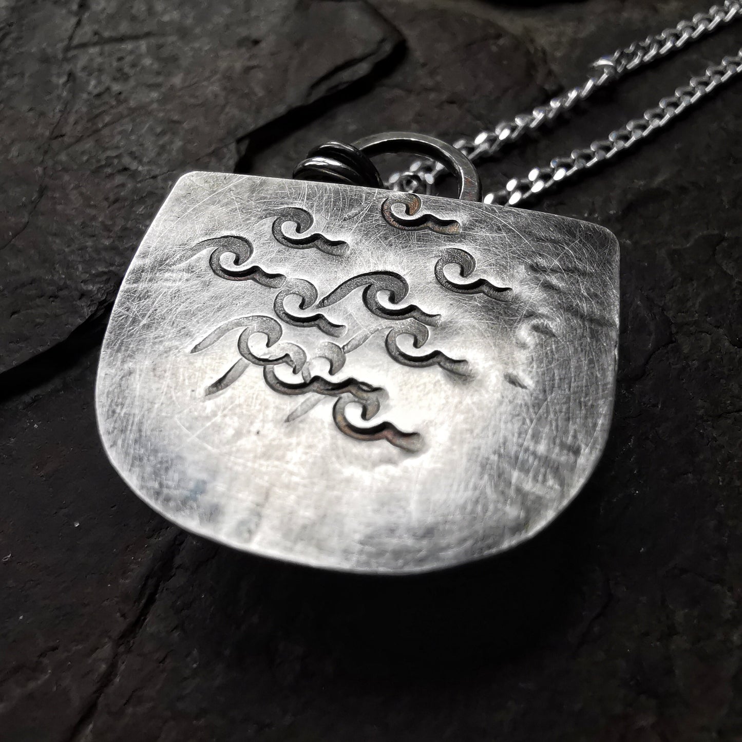 Scottish sea tile pendant, sterling silver necklace - monopatin