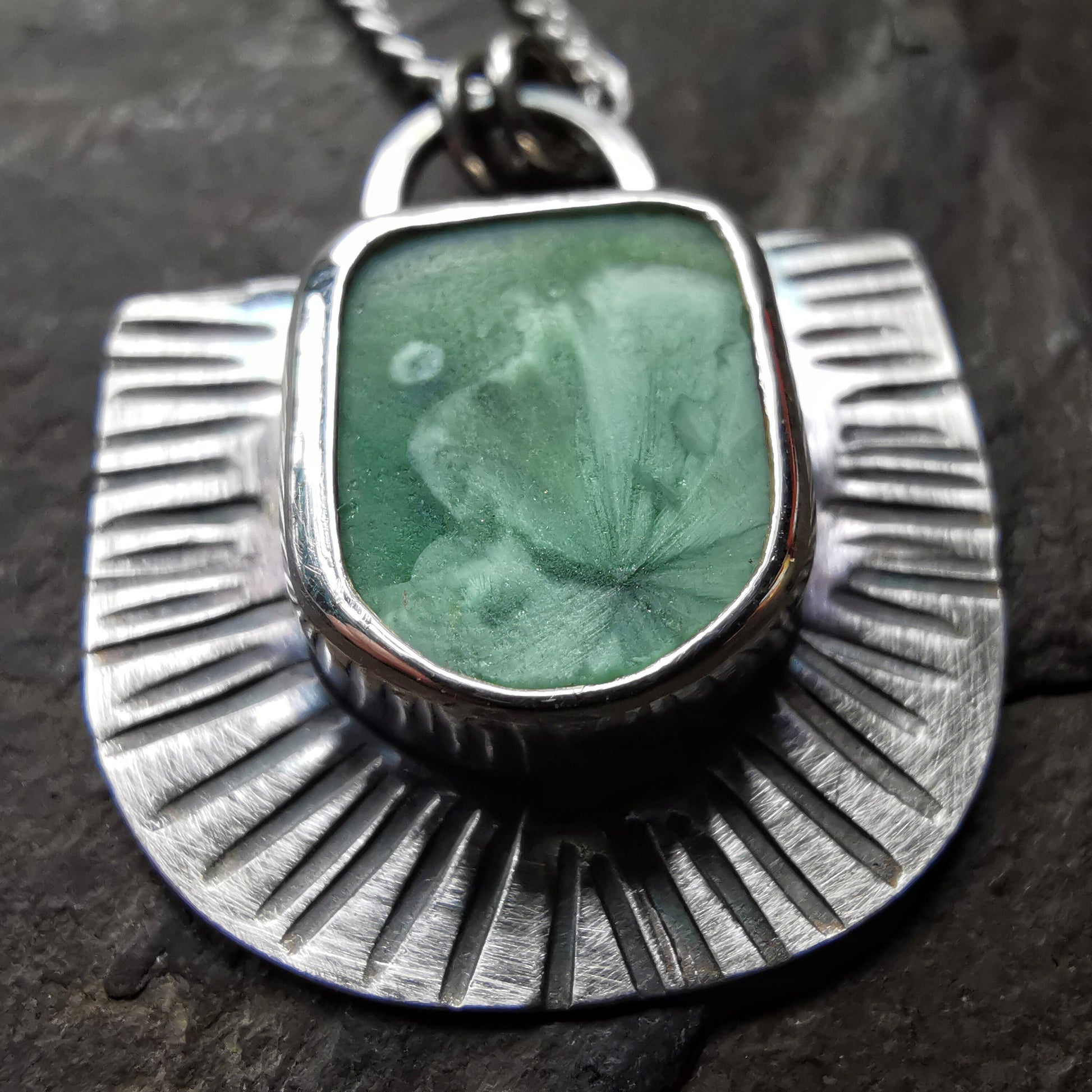 Scottish sea tile pendant, sterling silver necklace - monopatin