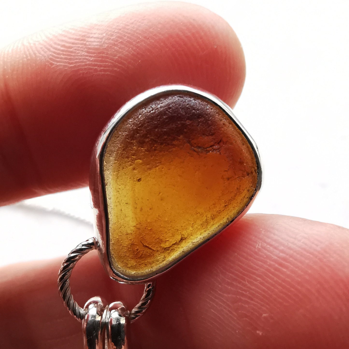 Seaham honey yellow sea glass multi pendant, sterling silver necklace - monopatin