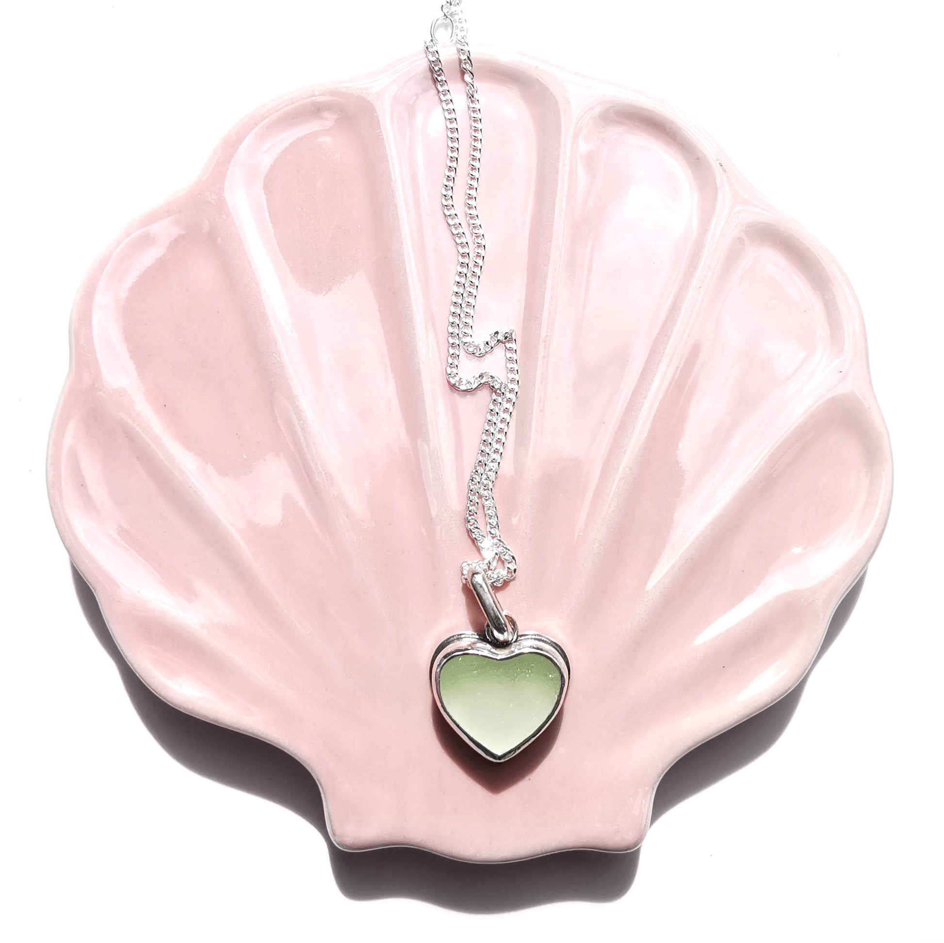 Scottish UV sea glass heart pendant, sterling silver necklace - monopatin