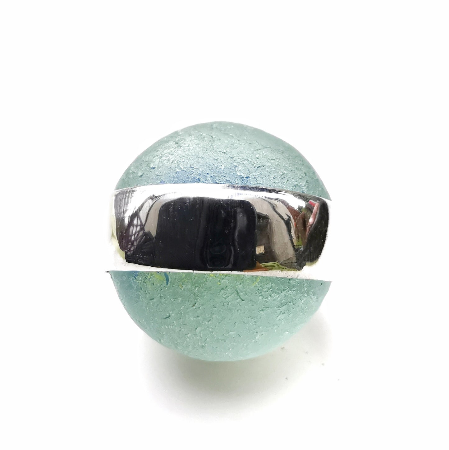 Scottish sea glass marble pendant, sterling silver necklace - monopatin